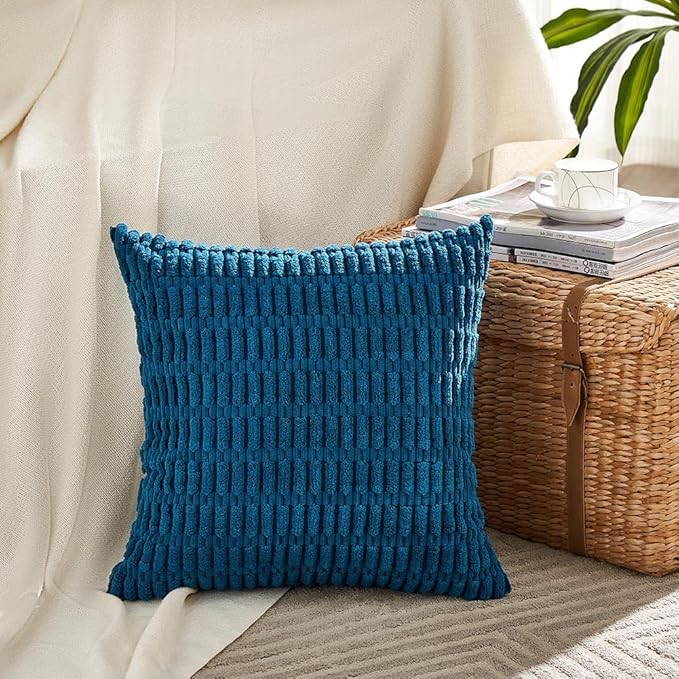 Fancy Homi 4 Packs Decorative Throw Pillow Covers for Living Room Couch Bed, Modern Farmhouse Boho Home Décor Accent Cushion Case, 20" x 20", Teal