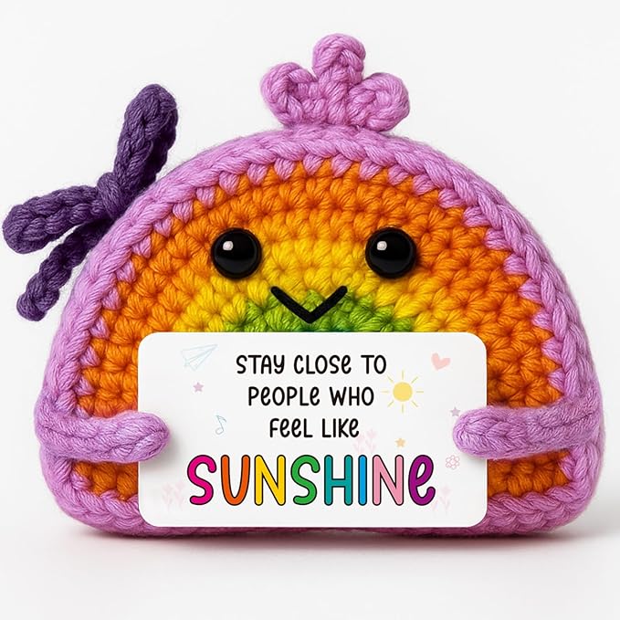 MAMAGIFTREE Rainbow Crochet with Sunshine Message Card – Handmade Appreciation Gift for Women, Friends, Coworkers, Birthday