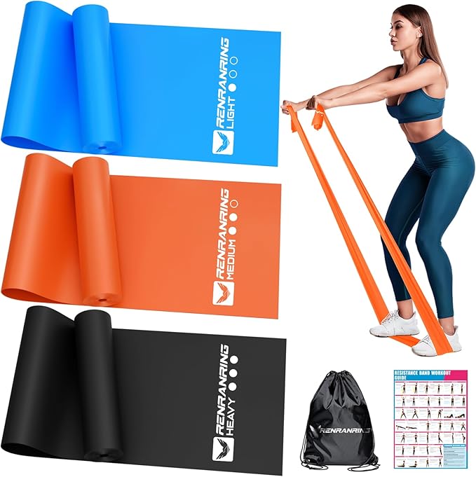 RENRANRING Resistance Bands for Working Out, Exercise Bands for Physical Therapy, Stretch, Recovery, Pilates, Rehab, Strength Training and Yoga Starter Set