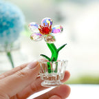 Crystal Peach Blossom Mini Ornament Figurine 2.9 * 1.5in Glass Flower Decoration for Home Office for Mom