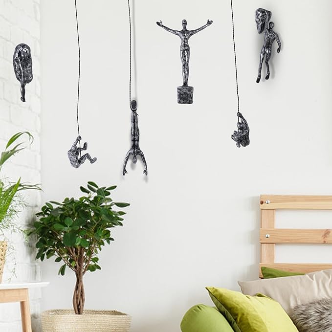 Set of 6 Climbing Men Wall Art Decor Sculpture,Nordic Modern Simplicity Decorative Wall Art, Climbing Man Sculptures,Home & Office Climber Gifts
