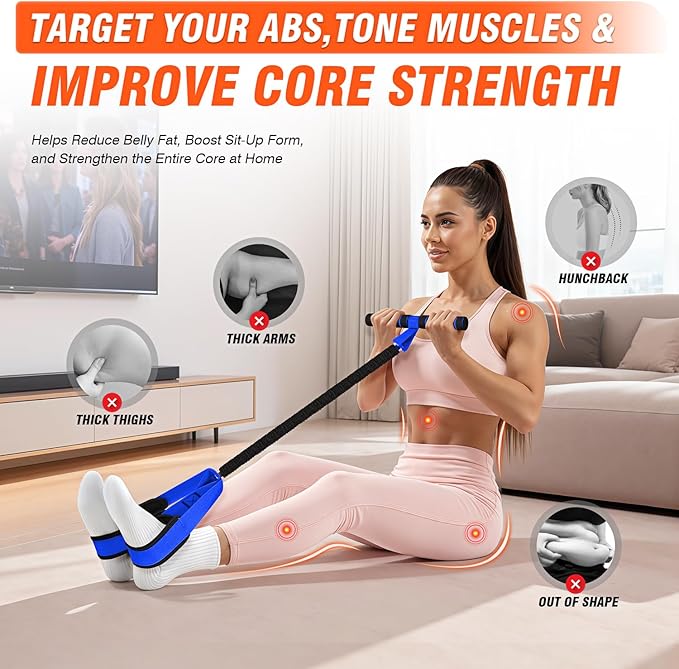 Pedal Resistance Bands with Handles, Upgrade Women Exercise Bands for Full Body Training, Core, ABS, Legs, Glutes, Arms, Pilates, Physical Therapy, Strength, Sit Up Equipment for Home Workout