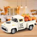 Fall Pumpkin Metal Truck Fall Home Kitchen Decorations with 8 Pcs Plastic Pumpkin, Vintage Farmhouse Tabletop Tiered Tray Decor for Summer Home Kitchen Mantel Shelf Bookshelf Mini Truck Decor