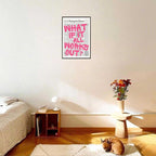 Drimiler Retro Newspaper Pink Font Poster What If It All Works Out Canvas Wall Art Positive Affirming Quote Minimalist Prints Painting For Home Bedroom Dorm Wall Decor 16x24in Framed