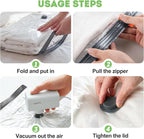Mapambo Vacuum Storage Bags with -60000Pa USB Pump, 9 Pack Vacuum Seal Bags for Clothing Travel in 3 Sizes, Travel Vacuum Bags with Pump, Saving up to 80% of Luggage Space (9 Combo Size)