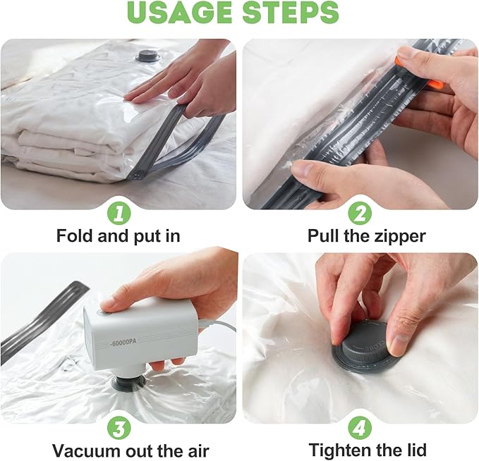 Mapambo Vacuum Storage Bags with -60000Pa USB Pump, 15 Pack Vacuum Seal Bags for Clothing Travel in 3 Sizes, Travel Vacuum Bags with Pump, Saving up to 80% of Luggage Space (15 Combo Size)