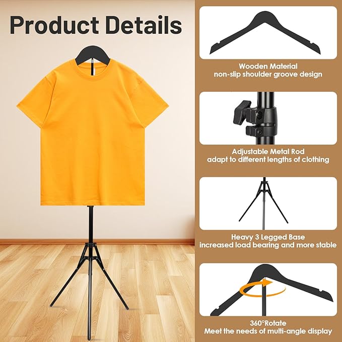 2 Pack Shirt Display Stand, 32-63 Inch Height Adjustable Mannequin Torso for Vendors, T Shirt Clothing Display Stand Rack, Foldable Steamer Stand for Clothes Garment Retail