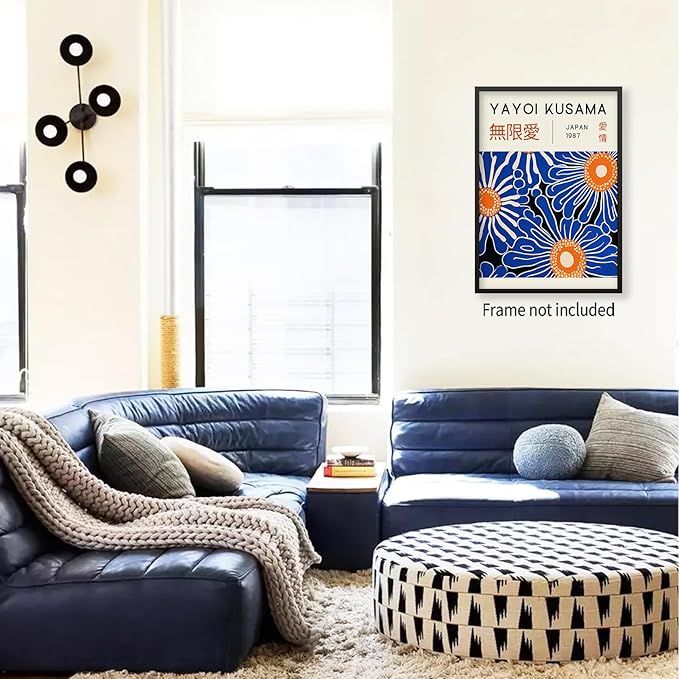 Yayoi Kusama Print Vintage Japanese Wall Art Abstract Yayoi Kusama Poster Minimalist Painting Art Exhibition Suitable for Japanese Bedroom,Living Room Office Decor 24x36in Unframed