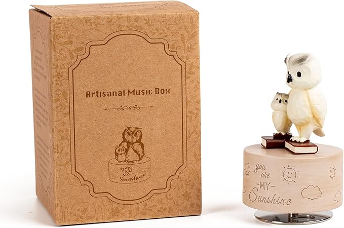 Owl Music Box Figurine, Sculpted Hand-Painted Musical Figure Gifts, for Birthday Mothers Day Anniversary, Play You are My Sunshine