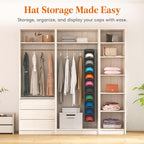 Lifewit Hat Organizer for Baseball Caps, Hat Rack Hanging Storage, Non-Woven Fabric Display Shelf Holds Up to 40 Hats, Cap Holder Hanger for Closet, Bedroom, 10 Compartments, Black, 1 Pack
