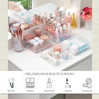 STORi SimpleSort 6-Piece Stackable Clear Drawer Organizer Set | 6" x 6" x 2" Square Trays | Small Makeup Vanity Storage Bins and Office Desk Drawer Dividers | Made in USA