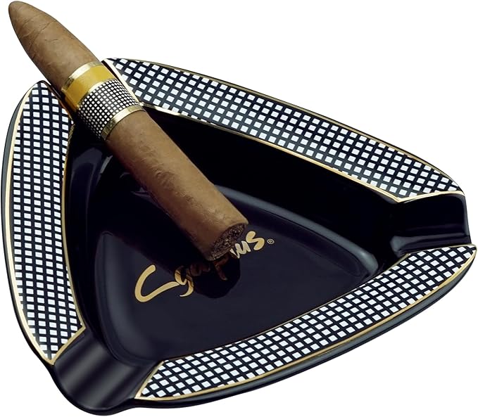 Cigar Ashtray Triangle- Large Rest Outdoor Cigars Ash tray for Patio/Outside/Indoor Ashtray (Black)