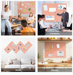 Large Cork Board for Walls 48"x36" |Cork Board Alternative| 12 Pack Felt Wall Tiles| Pink Bulletin Board with Removable Adhesive | Cork Boards Pinboard for Office Home Classroom，Pink
