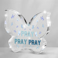 Blue Religious Plaques Christian Woman Decor Gifts, Blue Christian Gifts for Women, Modern Home Office Room Bathroom Bedroom Desk Accessory -Pray On It Pray Over It -Bible Verse Sign(Butterfly)
