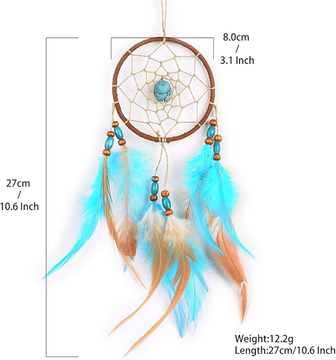 Dream Catchers for Cars Rear View Mirror, Small Feather Dream Catcher Wall Hanging Car Deco Car Charm Ornament (1.1 Blue)