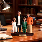 Personalized 3D Effect Family Figurine Custom Cartoon Photo Desktop Ornament Home Office Bedside Table Decoration From Your Photos Office Desk Photo Frame Gift'S For Husband And Wife (Family cartoon)