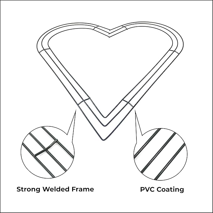 2-Pack 12 Inch Heart Shaped Wire Wreath Frame – Heart Metal Wreath Form with Ring Design, DIY Crafts, and Home Decor – Dark Green Wire Frame for Christmas Holiday & Weddings