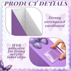 AmazingSpark Set of 4 Purple Butterfly Magazine Holder Decorative Foldable Magazine Storage Boxes with Acrylic Label Holders Coquettish Boho Organizer for Office Home Organization Storage