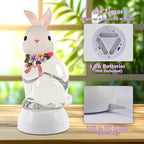 Spring Rabbit Snow Globe Lantern, Rabbit Snowglobe Decor with Swirling Glitter, 6H Timer, USB or Battery Powered, Bunny Decoration for Spring Party Easter Day Decor and Gift (Rabbit)