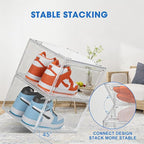 HIYOHIYO Size 14 Acrylic Clear Shoe Storage Boxes Stackable for Sneaker, Clear Shoe Box Storage Bins, Fully Transparent Display Case with Magnetic Door Suitable for Ankle, Boots, High Heels (1 Pack)