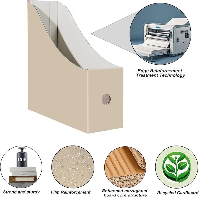 Limitliho 12 Pack Cardboard Magazine Holder for Desk, Book Bins for Classroom Library,Office,Home, 10.6" H x 10.2" L x 3.5" W in Magazine File Holder (Fresh color)