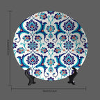 Turkish Decorative Ceramic Plates, 6 Inch, DarkTurquoise Round Display Plate, Home Wobble-Plate with Display Stand, for Display Living Room Kitchen Closet Table Decor