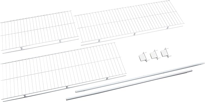 Rubbermaid Full Closet Organization Shelf System, Direct Wall Mount, Adjustable from 6.5-8 ft, Mounting Hardware Kit Included, White, Wire Shelving Organization for Home/Laundry/Mudroom/Pantry/Linen
