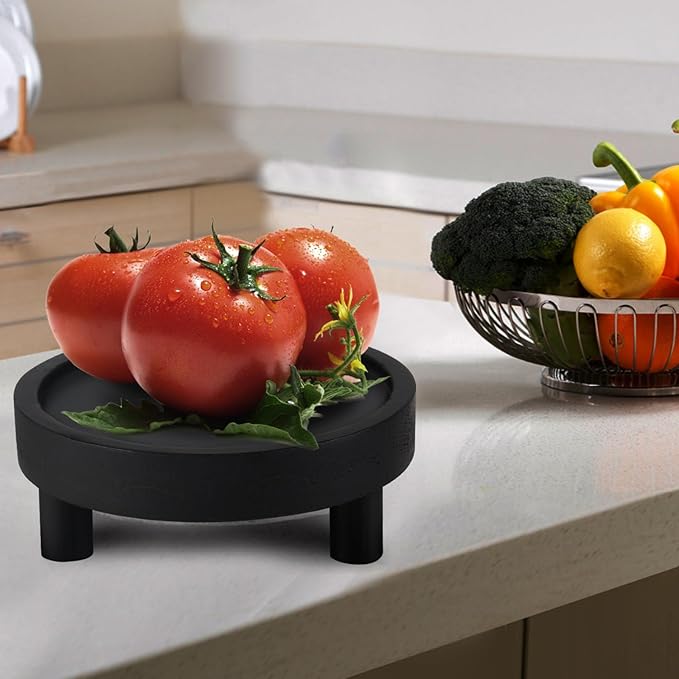 3PCS Wooden Display Risers for Display,Wood Riser Display Pedestal Stand for Home Décor (Modern Black,8,6,5'')