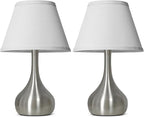 Touch Table Lamp for Bedroom Set of 2, 3-Way Dimmable Bedside Lamp for Nightstand, 17” Modern Metal Desk Lamp with Linen Shade for Living Room, Kids Reading, Dorm, Home Office Decor, Bulb Included