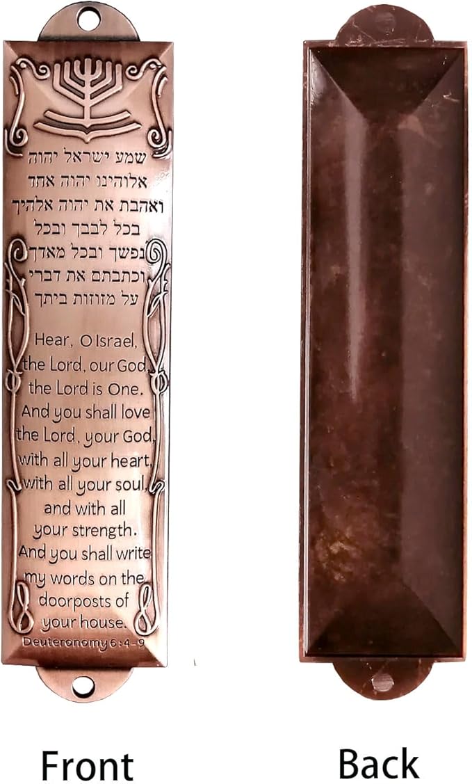 3pcs Mezuzah Metal Blessing Mezuzah Case with Scroll English & Hebrew Blessing Scripture for Decorating House, 5.3" Height