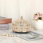 Hipiwe Crystal Jewelry Box Jewelry Trinket Organizer Box Gold Treasure Box Luxury Home Decor Ring Earrings Storage Holder Keepsake Box for Women,X-Large
