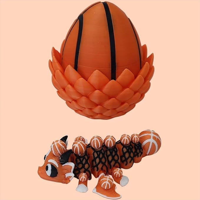 Enchanted 3D Egg with Miniature Inside - Handcrafted Printed Collectible | Fantasy Decor & Gift (Basketball Dragon & Egg (Box))
