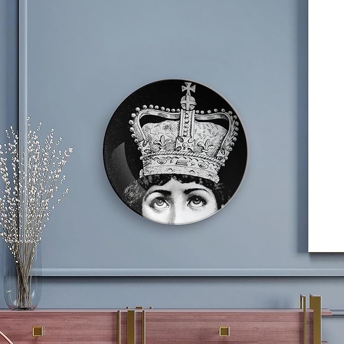 Lina Cavalieri Plate, Wall Decorative Plate, Mysterious Face Plate Wall Hanging Decoration,Including Bracket And Special Spring HooK,style-5,7inch