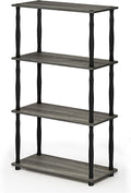 Furinno Turn-N-Tube 4-Tier Multipurpose Shelf Display Rack, Classic Tubes, French Oak Grey/Black