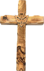 Zuluf 7.8" Olive Wood Dove Cross Wall Hanging Christian Holy Spirit Carved Jerusalem Gift Bedroom Decor CRS019