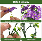 INQCMY Artificial Flowers for Outdoors Fake Plants Spring Decoration, 12 Bundles Faux Petunias UV Resistant Realistic Silk Flower for Outside Planters Patio Porch Yard Window Box (Double Purple)