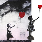 Banksy Street Graffiti Art Statue,Love Balloon Girl Statue,Room Decor Statue,Resin Statue Ornaments,Living Room Dining Desk Decorations,Bookshelf Decorative Objects,Modern Home Decor(Black)