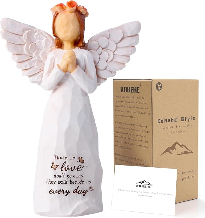 Kohehe Sympathy Gifts for Loss of Loved One, 5.12" Angel Sympathy Gift,Memorial Gift for Loss of Dad Mom Grandmother, Angel Figurine for Bereavement Remembrance Gifts (Sympathy-Figurine)