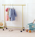 Kids Clothing Racks,Child Dress up Racks with Hooks, Metal Pipes Costumes Garment Hanging Racks,Small Rolling Clothes Racks,Freestanding and Portable Heavy Duty Kids Closet,Gold