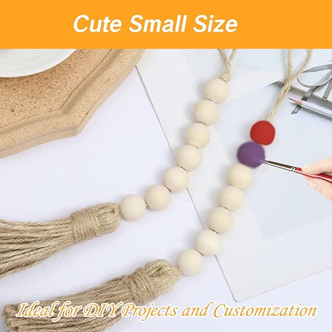 10 Pack Tassel Ornaments with Wood Beads Jute Tassels for Christmas Tree Boho Giant Hemp Rope Decor DIY Craft Garland Project for Wedding Home Party Decorations (Natural Color)