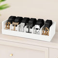 Belt Organizer for Closet - 6 Grids White Bamboo Belt Storage Organizer Racks for Men Women's Drawer, Belt Display Holder Wall Mount with 2 Pcs Tie Clip