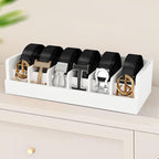 Belt Organizer for Closet - 6 Grids White Bamboo Belt Storage Organizer Racks for Men Women's Drawer, Belt Display Holder Wall Mount with 2 Pcs Tie Clip
