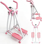 Elliptical Machine Glider - Foldable Cardio Cross Trainer for Home, Exercise Machine with LCD Display, Low-Impact Full-Body Workout Equipment for Small Spaces, Leg and Arm Exercise Machine, Pink