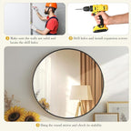 DUMOS Gold Circle Mirror for Wall 24.02 inch, Bathroom Round Wall Mirror for Over Sink, Bathroom, Entryway, Bedroom, Vanity, Shatterproof& Crystal-Clear