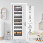 SLEEPING LAMB Over The Door Shoe Organizer for Closet with Large Deep Pockets, Narrow Shoe Rack for Door Hanging Boots Storage, Grey
