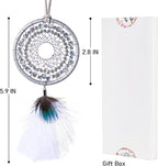 Ice Blue Dream Catchers - Turkey Feather and Peacock Feather, Handmade Small Dreamcatcher for Bedroom, Dream Catcher for Girls, Dream Catchers for Boys, Dream Catcher Wall Decor