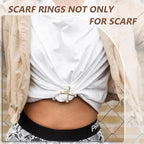 SYWDUDUCLT Scarf Ring for Women's Shawl, Silk Neckerchief, Tshirt, Gold/Sivler, S/M/L, 2 Pcs