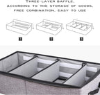 AARAINBOW 2 Packs Foldable Under Bed Shoes Organizer with Lids, Underbed Clothes Storage Container with Divider, UnderBed Storage Bins Box with Clear Window (Gray+Coffee)