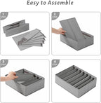 4 Packs Adjustable T-shirt Drawer Organizers for Clothing with 6 Adjustable Dividers, 7 Grids Wardrobe Storage Box, DIY Clothes Organizer for Folded Clothes, T-shirt, Legging