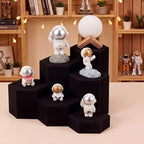 Sintuff 12 Pcs Black Velour Covered Tiered Hexagonal Jewelry Display Risers Wooden Hexagonal Market Display Risers Stands for Model Figures Decoration